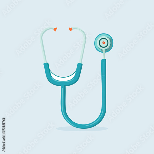 Vector icon of a stethoscope, symbolizing a common medical instrument used for auscultation, with a simple and clean design showing the ear tubes and chest piece