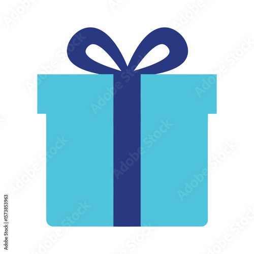 A light blue gift box with a dark blue ribbon and bow sits isolated on white background, ready to bring joy to any special occasion