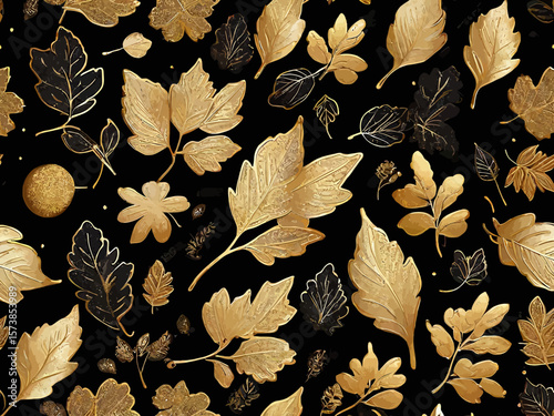 Default vector gold autumn floral background