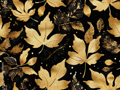 Default vector gold autumn floral background