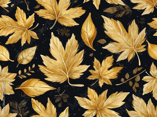 Default vector gold autumn floral background