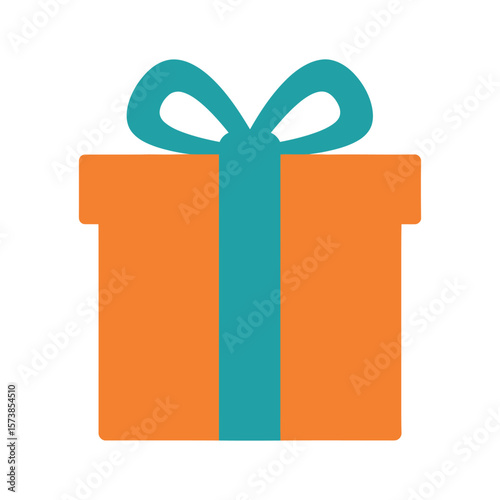 An orange gift box with a teal bow isolated on white background, perfect for any special occasion