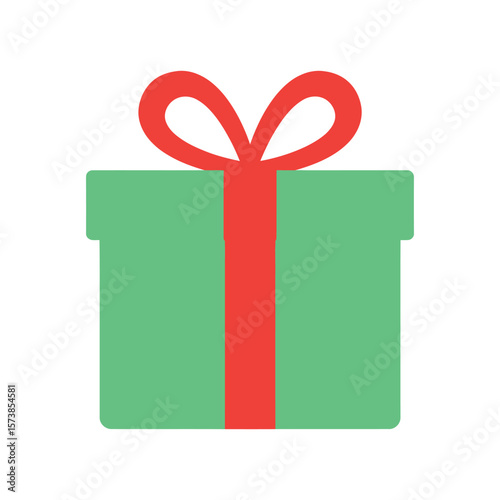 A green gift box with a red ribbon is isolated on white background, symbolizing a thoughtful present