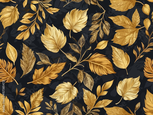 Default vector gold autumn floral background