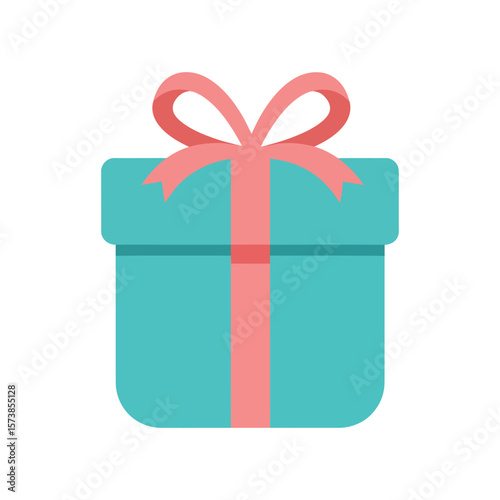 A blue gift box with a pink ribbon is isolated on white background, representing a thoughtful present for any celebration