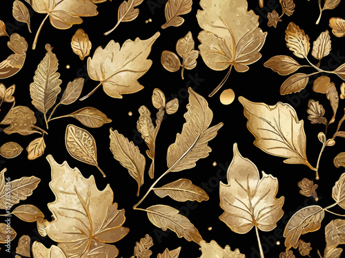 Default vector gold autumn floral background