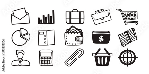 Comprehensive collection of business icons in a modern line style suitable for websites apps presentations and marketing materials offering a clean and professional visual representation