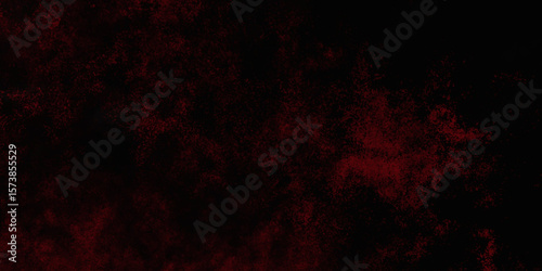 Red color powder explosion isolated on black background. Colorful dust explode. Paint Holi, dust particles splash. Network concept with spray. Futuristic technology element. 3D rendering.
