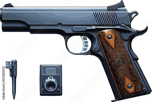 pistol gun illustration premium quality