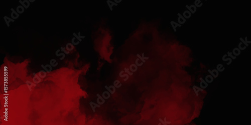 Red color powder explosion isolated on black background. Colorful dust explode. Paint Holi, dust particles splash. Network concept with spray. Futuristic technology element. 3D rendering.