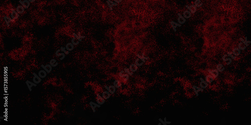 Red color powder explosion isolated on black background. Colorful dust explode. Paint Holi, dust particles splash. Network concept with spray. Futuristic technology element. 3D rendering.