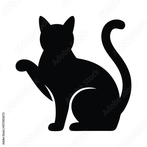 Elegant Black Cat Silhouette, Simple Vector Logo for a Vet or Pet Brand On White Background