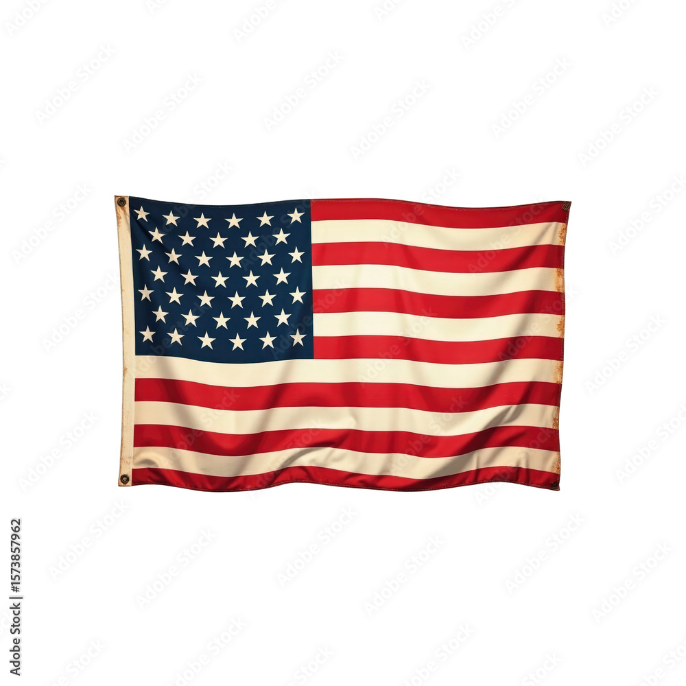 Obraz premium Waving American Flag, Patriotism, Stars and Stripes, USA Banner