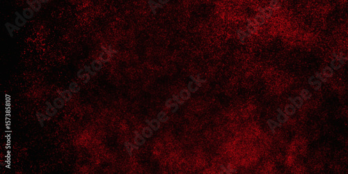 Red color powder explosion isolated on black background. Colorful dust explode. Paint Holi, dust particles splash. Network concept with spray. Futuristic technology element. 3D rendering.