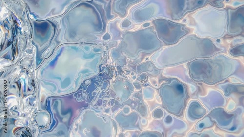 Abstract light blue texture with liquid effect and iridescent colors