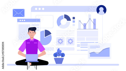 Product team testing cross-platform compatibility flat vector illustration