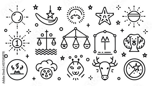 Celestial bodies astrological symbols and mystical emblems astrology zodiac