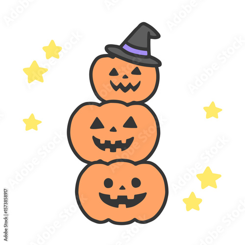 重なるハロウィンのカボチャのイラスト