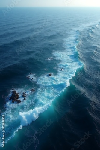 Wallpaper Mural A photo realistic scene portrays an ocean aerial view, with whitecaps dotting the deep blue and the horizon stretching endlessly. Torontodigital.ca