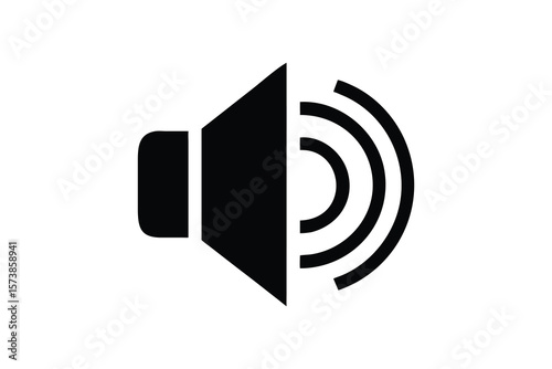 Modern minimalist black speaker icon emitting sound waves;  clean, simple, and professional graphic design element for websites, apps, and presentations; high-resolution vector illustration.