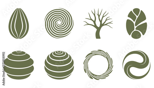 Seamless spiral pattern of green trees with a mosquito repellent coil design