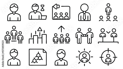 Simple business and people icons representing teamwork and success vector