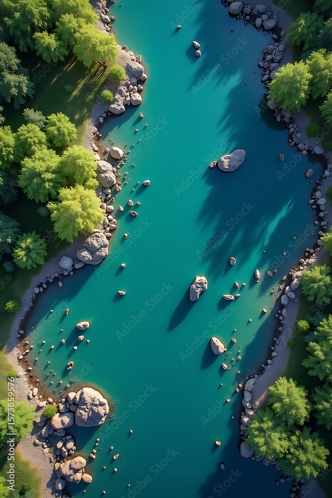 custom made wallpaper toronto digitalA remarkably clear, detailed image portrays a river aerial view, showcasing the pristine clarity of the water and distinct features along its course.