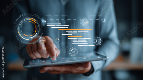 Businessman Using Digital Tablet Analytics