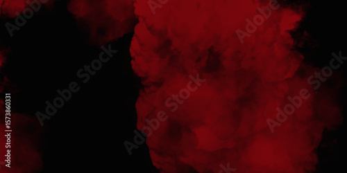 Red color powder explosion isolated on black background. Colorful dust explode. Paint Holi, dust particles splash. Network concept with spray. Futuristic technology element. 3D rendering.