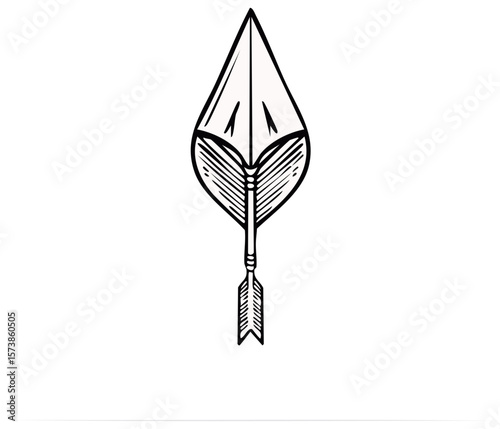 Arrow Symbol Illustration on White Background for Hunting and Marksmanship