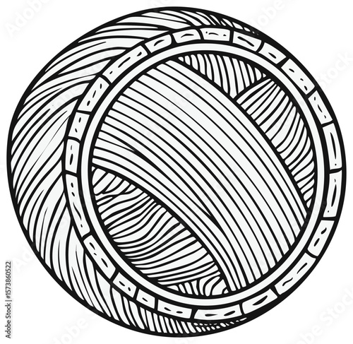Hand Drawn Yarn Ball Graphic: Abstract Woolen Thread Design Element