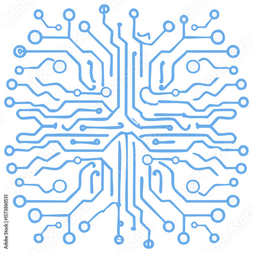 Blue circuit board stylized sketch design network graphic concept