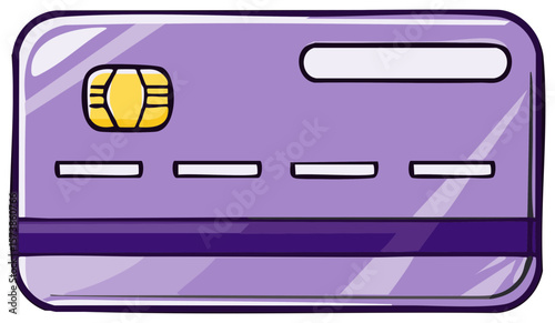 Stylized Lavender Payment Card Depicting Integrated Circuit and Security Features for Financial Transactions and Contactless Payment