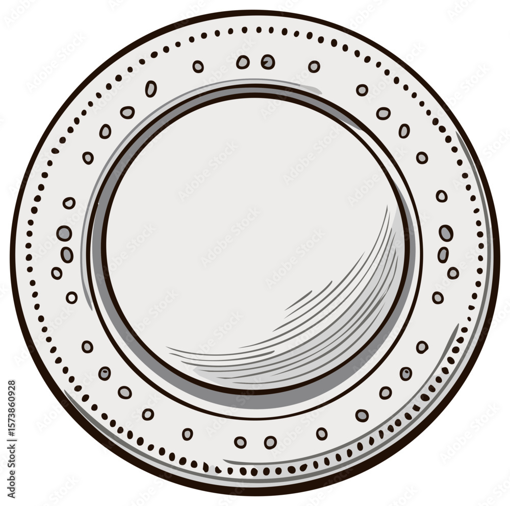 Empty Ceramic Plate Illustration Round Food Service Object Kitchen Utensil Empty Ceramic Plate Illustration Round Food Service Object Kitchen Utensil