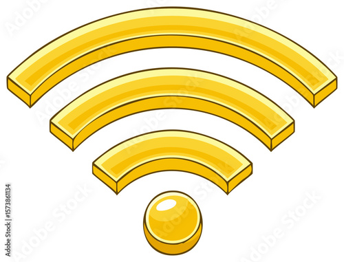 Golden Wireless Internet Symbol Connectivity Representation Network Access Hotspot Illustration