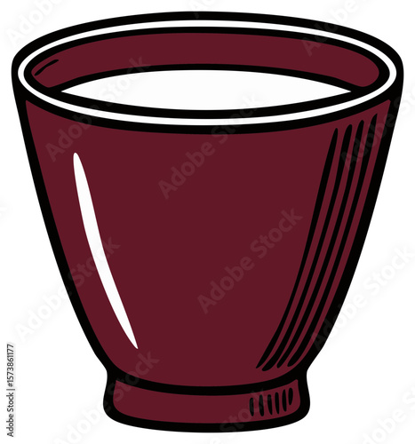 Maroon Ceramic Bowl with White Interior Drinkware Vessel Kitchen Still Life