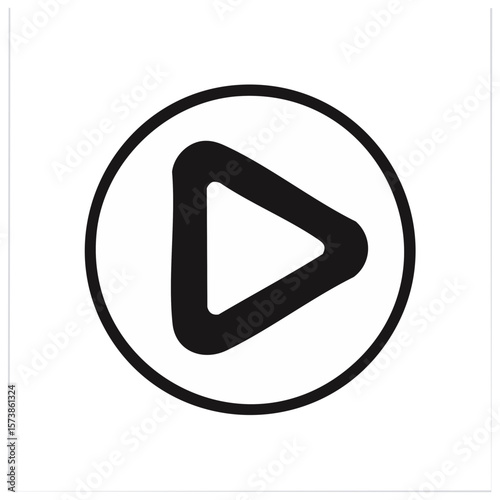 Play Button Icon Graphic in a Circle: Start, Video, Audio, Black and White Design Element for Web, App