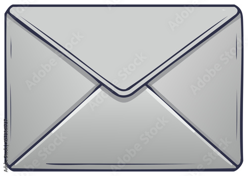 Stylized Silver Envelope Illustration Closed for Communication, Vector Icon