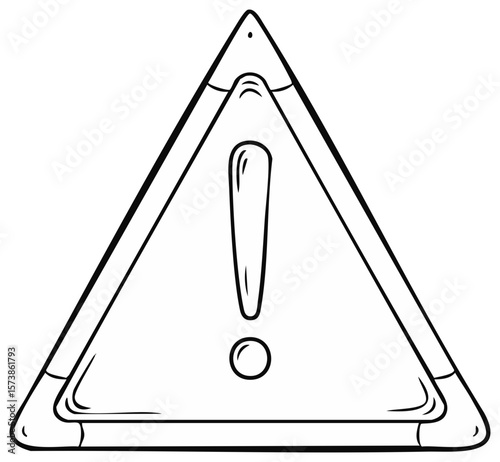 Doodle Style Exclamation Point on Warning Sign in Triangle Shape