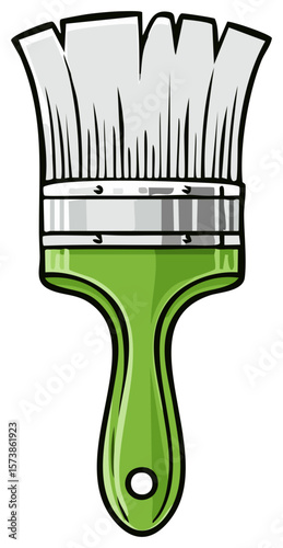 Cheerful Green Bristle Paint Brush Illustration Tool for Home Improvement Projects