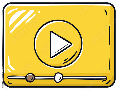 Stylized Yellow Media Player Design Featuring Play Button and Volume Control