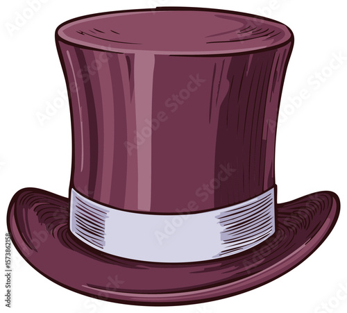 Elegant Plum Top Hat with Band Classic Formal Attire Illustration Headwear Fashionable Accessory