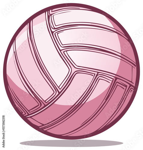 Pink Volleyball Illustration Showing Ball's Design Isolated on White Background
