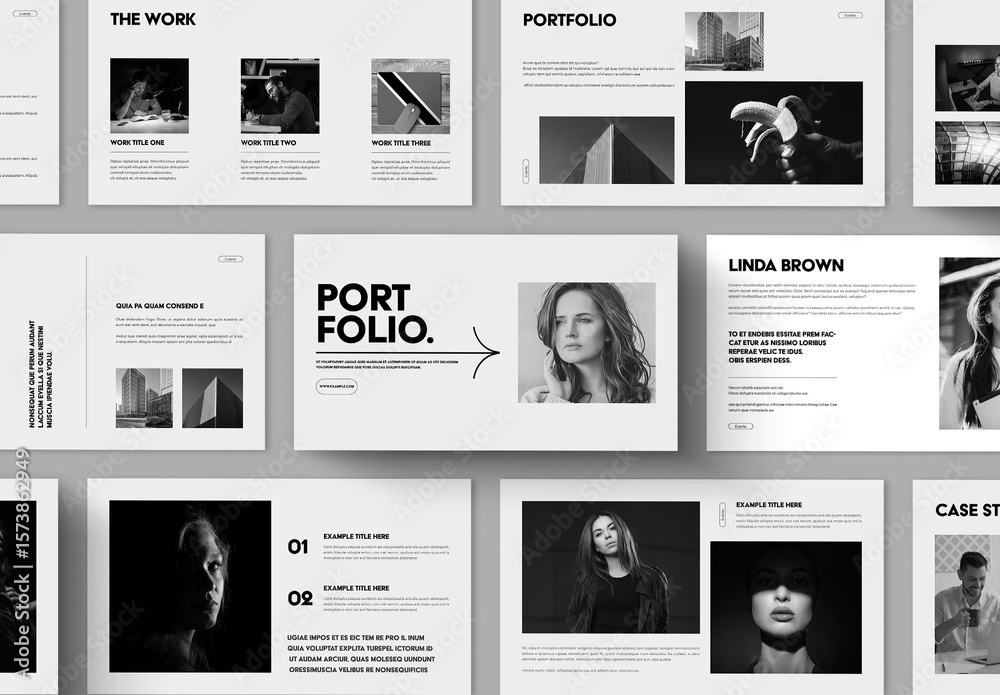 Bold Black and White Portfolio Presentation Stock Template | Adobe Stock
