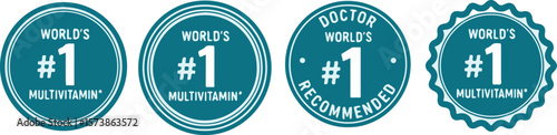 Number one multivitamin labels on white background