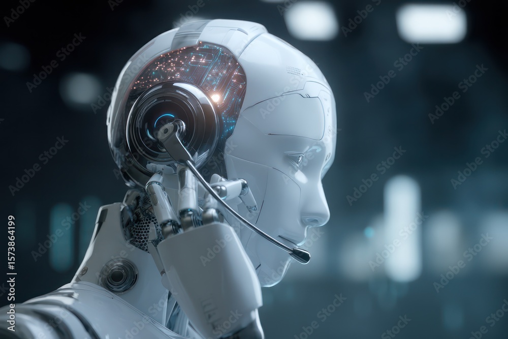 Naklejka premium Digital AI system creating intricate data models, showcasing advanced technology and innovation.