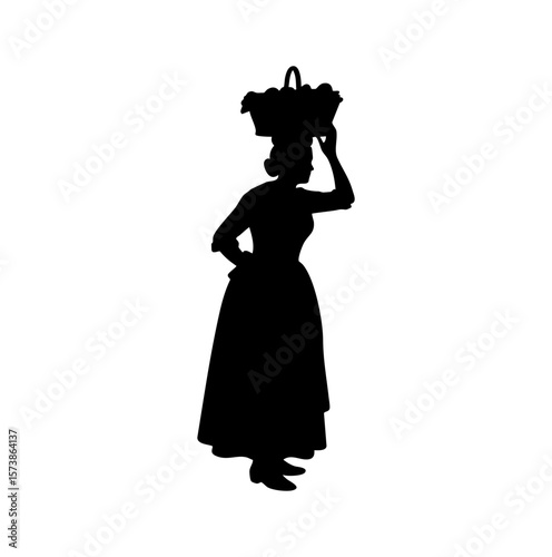 Historic Market Woman Silhouette: Authentic Cultural Vendor, Traditional Street Seller, Vintage Lifestyle Icon – Perfect for Heritage, Community & Global Themes