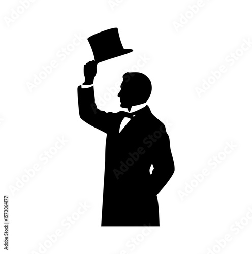 Elegant Gentleman Silhouette Tipping Hat - Classic, Sophisticated & Timeless Design Element