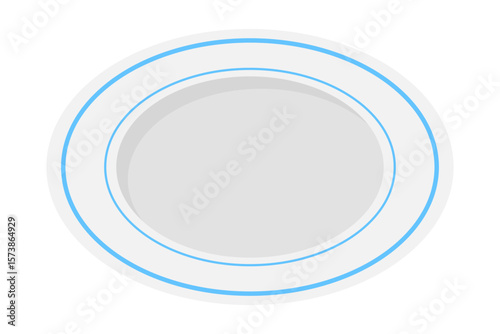 Blue line plate round flat illustration clipart