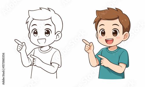 man pointing away hands together coloring page for kids